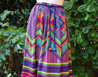 LANVIN 1970 Ikat Skirt with Rope Belt