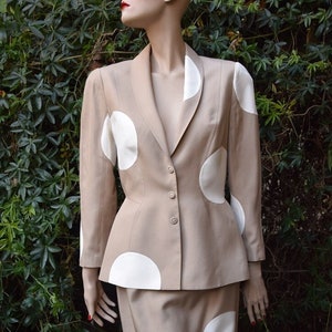 THIERRY MUGLER 1980 Dots Silk Skirt Suit