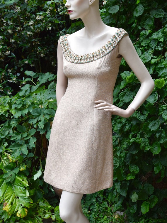 JACQUES HEIM 1960 Dusty Pink Brocade Dress