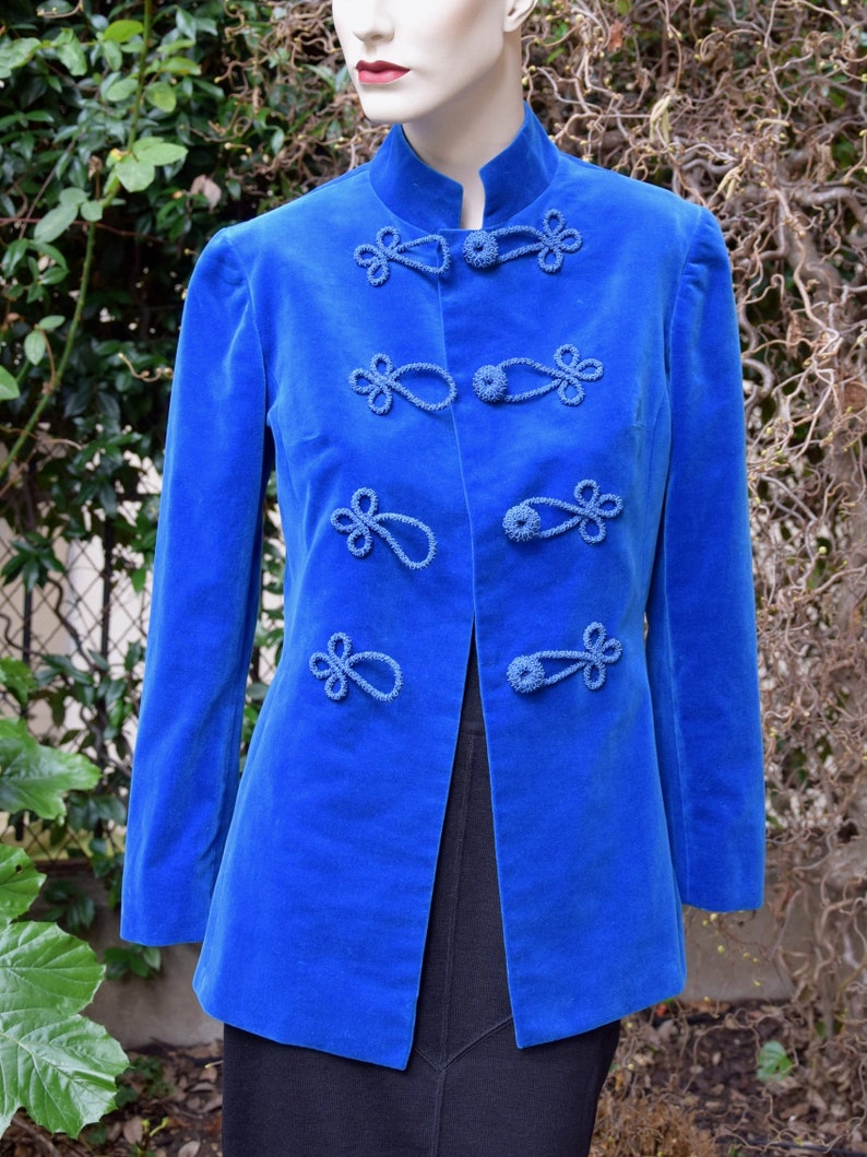 EMILIO PUCCI 1960 Cerulean Blue Velvet Military Jacket Etsy