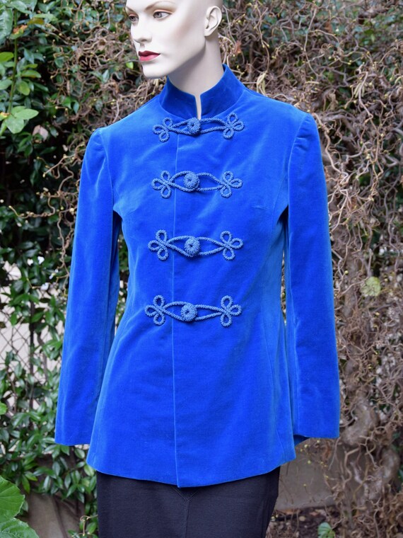 EMILIO PUCCI 1960 Cerulean Blue Velvet Military Ja