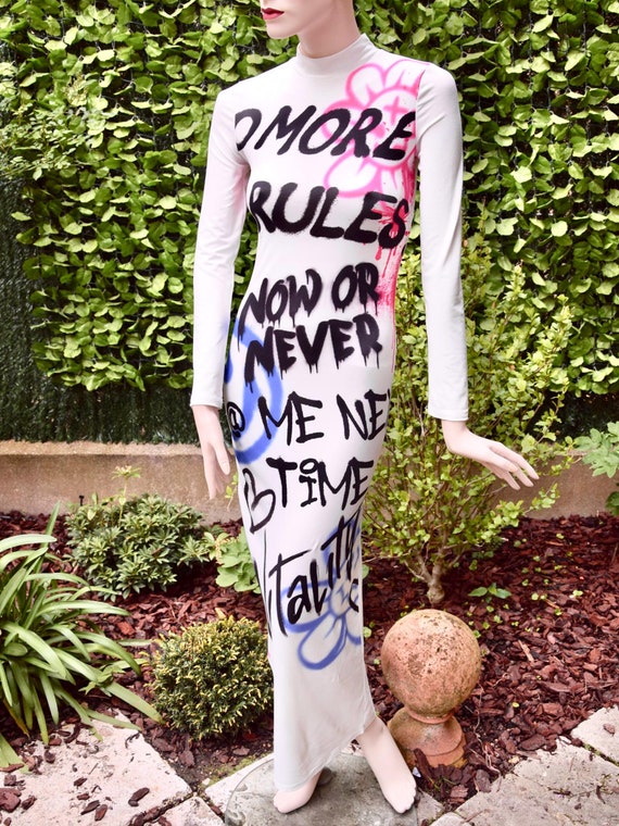 MOSCHINO 2000 Graffiti Slogans Tube Dress