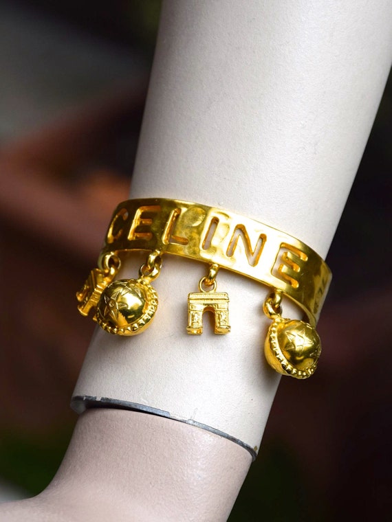 CÉLINE 1990 Triomphe Charms Signed Bracelet