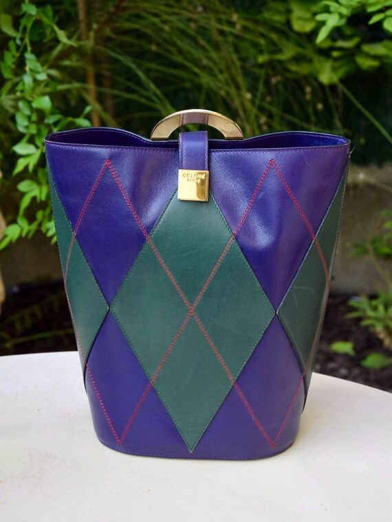 CELINE 1980 Argyll Pattern Bucket Bag - image 9