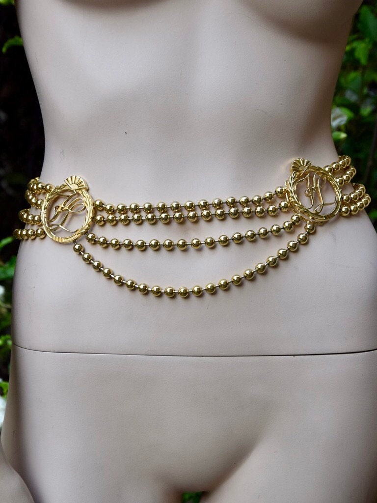 KARL LAGERFELD 1980 Logo and Fans Chain Belt - Etsy