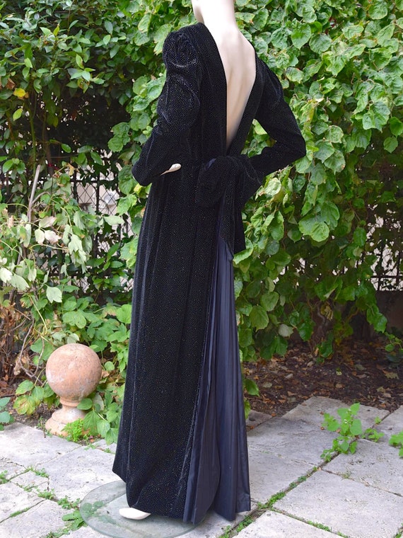 LANVIN 1980 Black Velvet Evening Gown