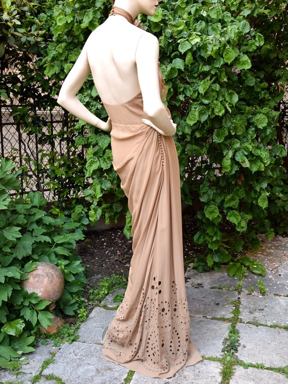 CHRISTIAN DIOR Galliano Nude Silk Train Dress