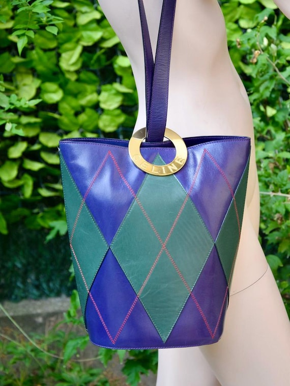 CELINE 1980 Argyll Pattern Bucket Bag - image 2