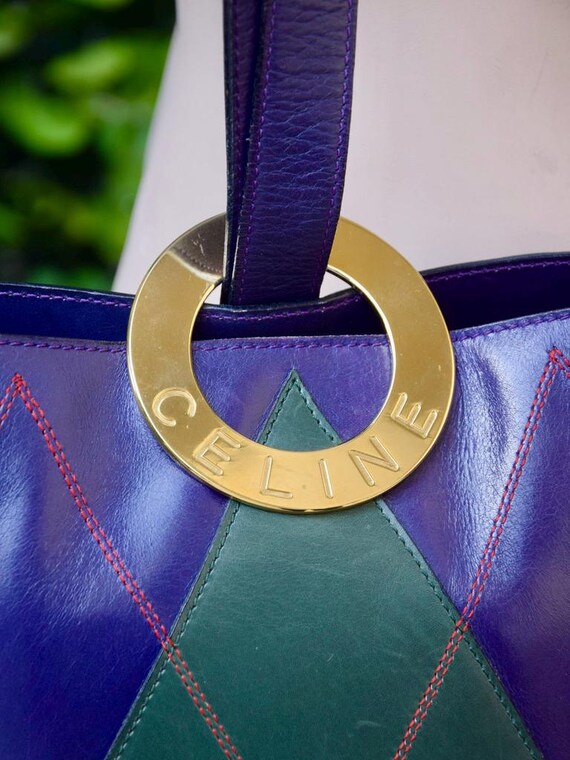 CELINE 1980 Argyll Pattern Bucket Bag - image 4