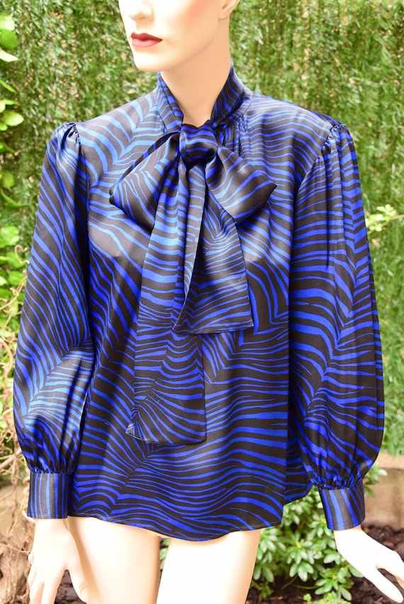 SAINT LAURENT Rive Gauche 1980 Zebra Silk Satin Blouse - Etsy
