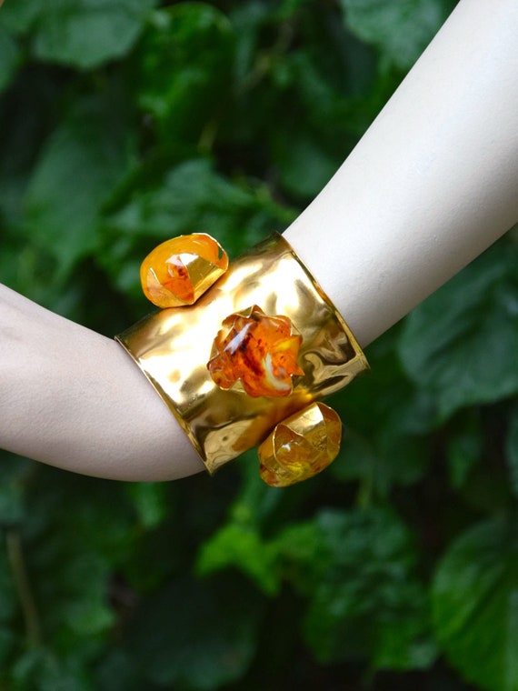 PHILIPPE FERRANDIS 1990 Huge Stones Cuff Bracelet