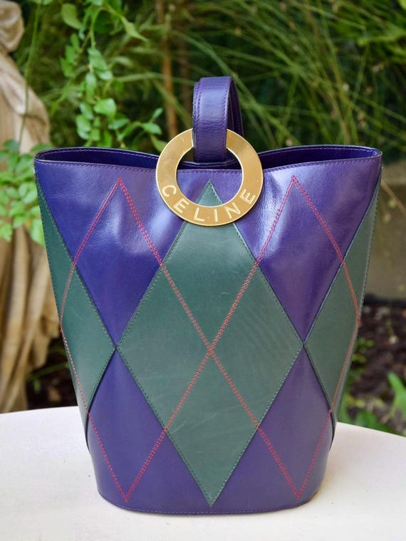 CELINE 1980 Argyll Pattern Bucket Bag - image 7