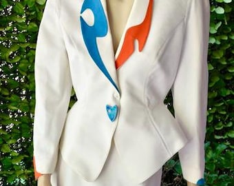 THIERRY MUGLER 1980 White Pique Skirt Suit - Etsy