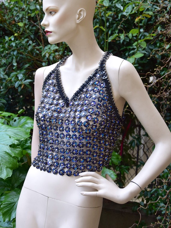 PACO RABANNE 1970 Purple Space Age Top