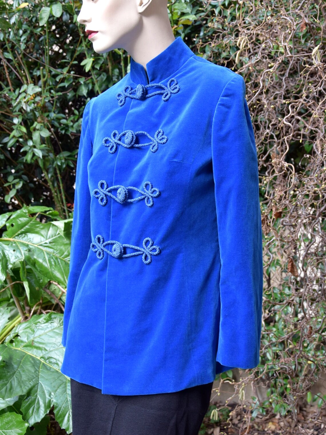 EMILIO PUCCI 1960 Cerulean Blue Velvet Military Jacket Etsy