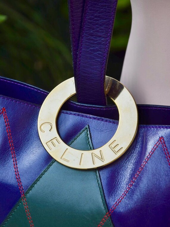 CELINE 1980 Argyll Pattern Bucket Bag - image 5