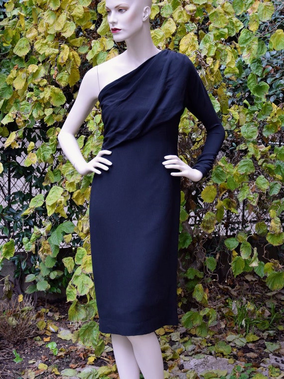 MADAME GRÈS 1980 Black Crepe One-Shoulder Dress
