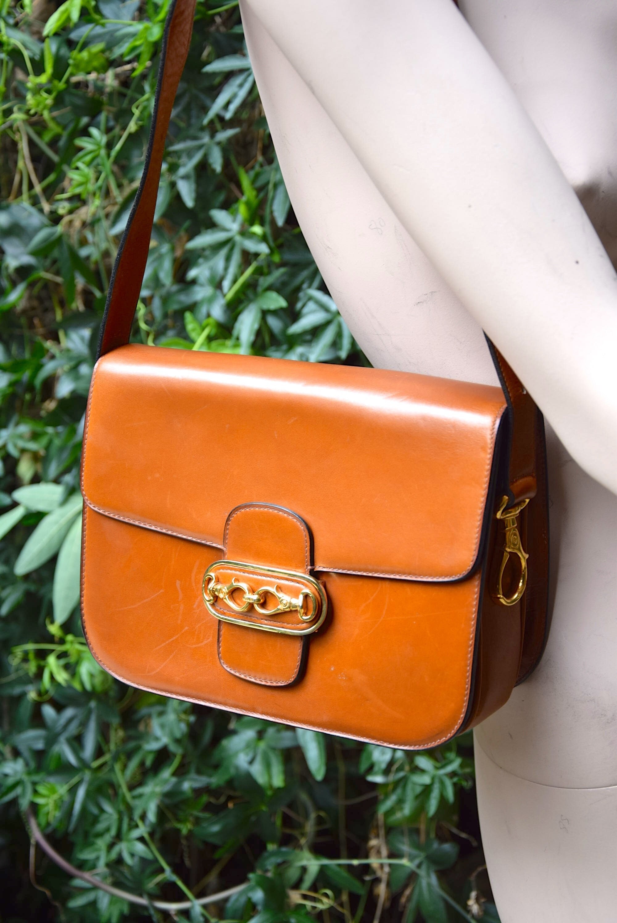 CELINE 1970 Natural Leather Box Shoulder Bag 