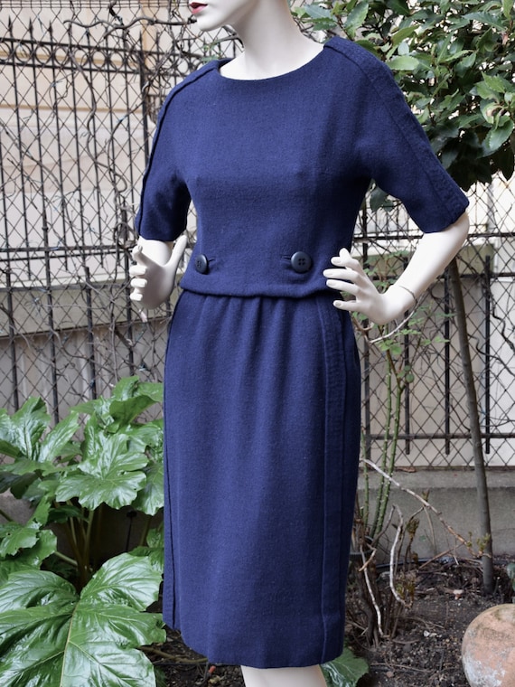 CHRISTIAN DIOR LONDON 1950 Dress Navy 