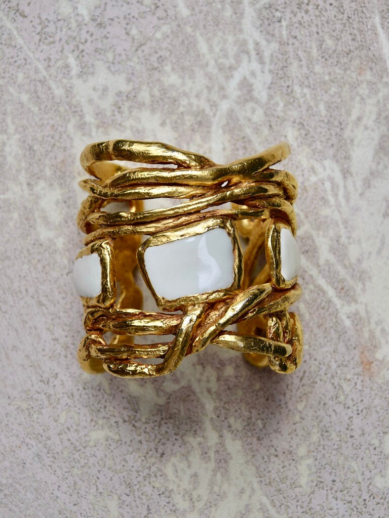 クリスチャンラクロア バングル Vintage CHRISTIAN LACROIX Protruding Rhinestone Wire Cuff