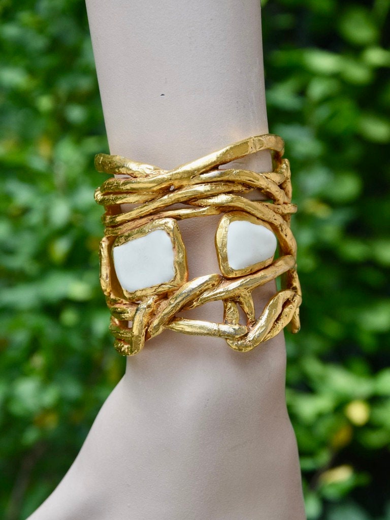 クリスチャンラクロア バングル CHRISTIAN LACROIX 1990 Enameled Wicker Cuff Bracelet - Etsy