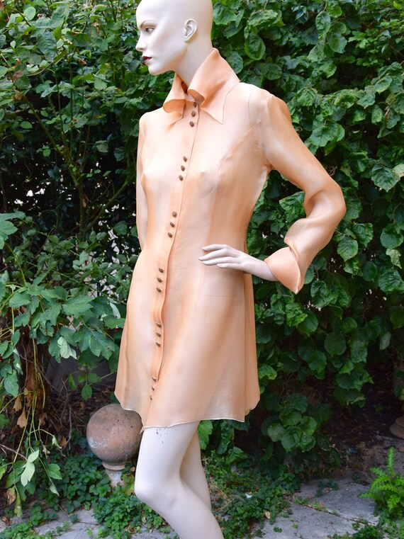 LANVIN 1990 Silk Organza Shirt/Dress