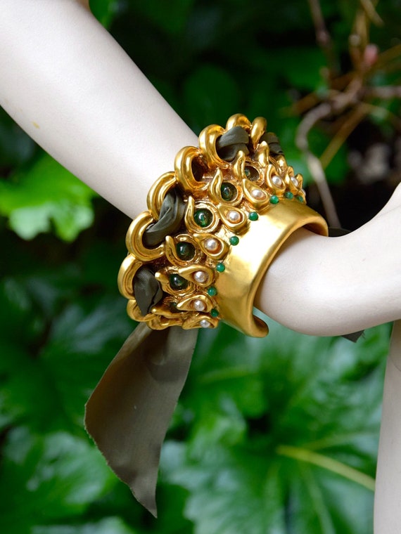 CLAIRE DEVÉ 1980 Baroque Cuff with Moire Ribbon