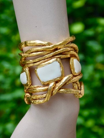 CHRISTIAN LACROIX 1990 Enameled Wicker Cuff Bracelet - Etsy