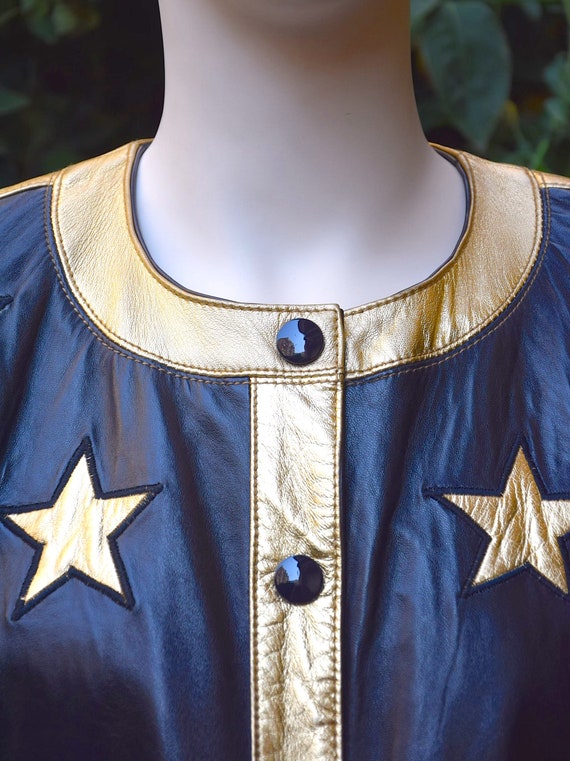 エスカーダ 1990 ゴールドスター付きブラックレザーボンバー - Etsy 日本