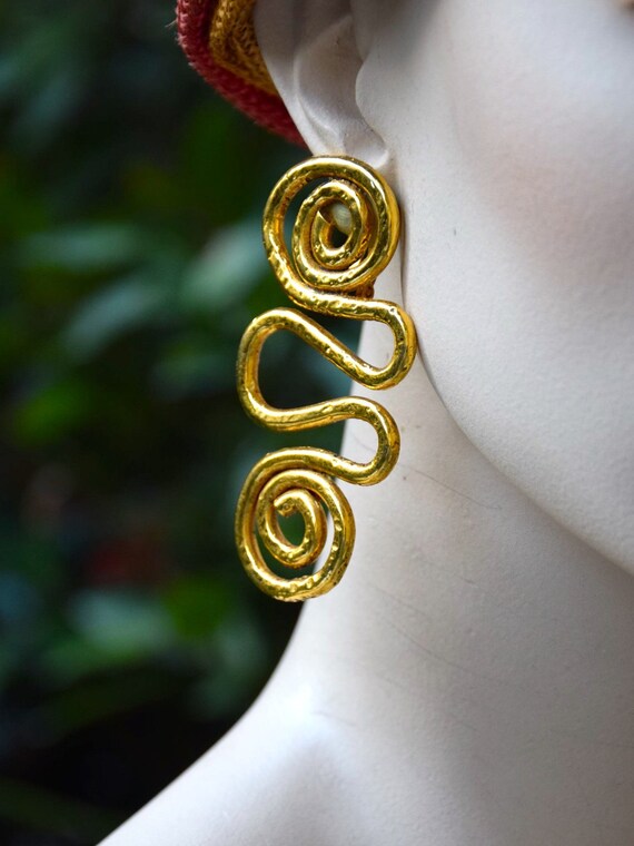 CHRISTIAN LACROIX 1990 Brutalist Swirl Earrings