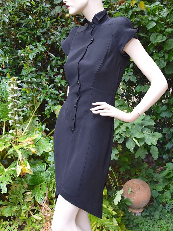 THIERRY MUGLER 1980 Black Crepe Dress