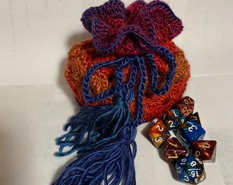 Handcrafted Drawstring Dice Bag, Small Treasures Pouch