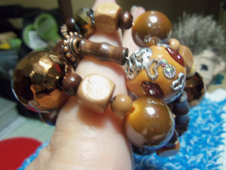 Chocolate Brown Wrap Style Beaded Bracelet copper and orange beaded bracelet