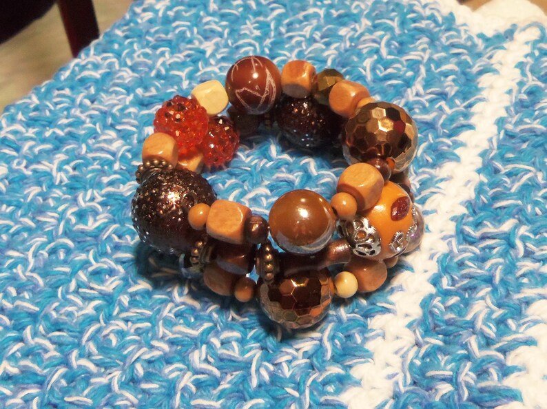Chocolate Brown Wrap Style Beaded Bracelet copper and orange beaded bracelet