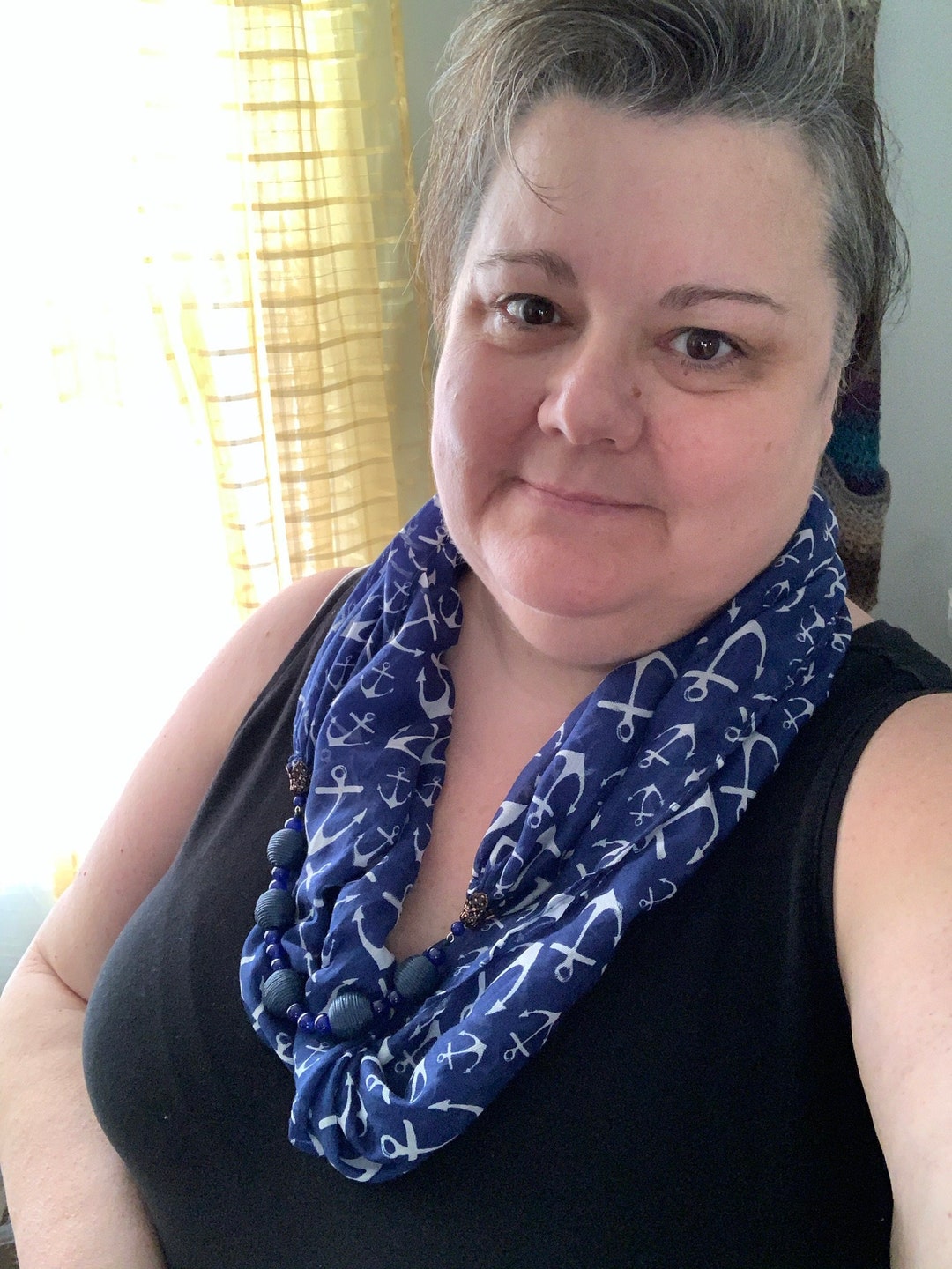 Navy Blue and White Infinity Scarf Necklace - Etsy