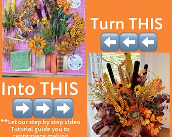 Fall DIY Arrangement Kit, sunflower Craft Supply Set, DIY centerpiece, table decor kit, sunflower, CORN726