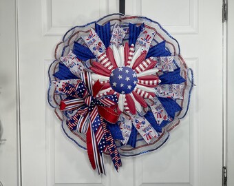 Patriotic wreath for front door, 4th of July, star spangled, veteran, Memorial Day, Independence Day, Star Spangled