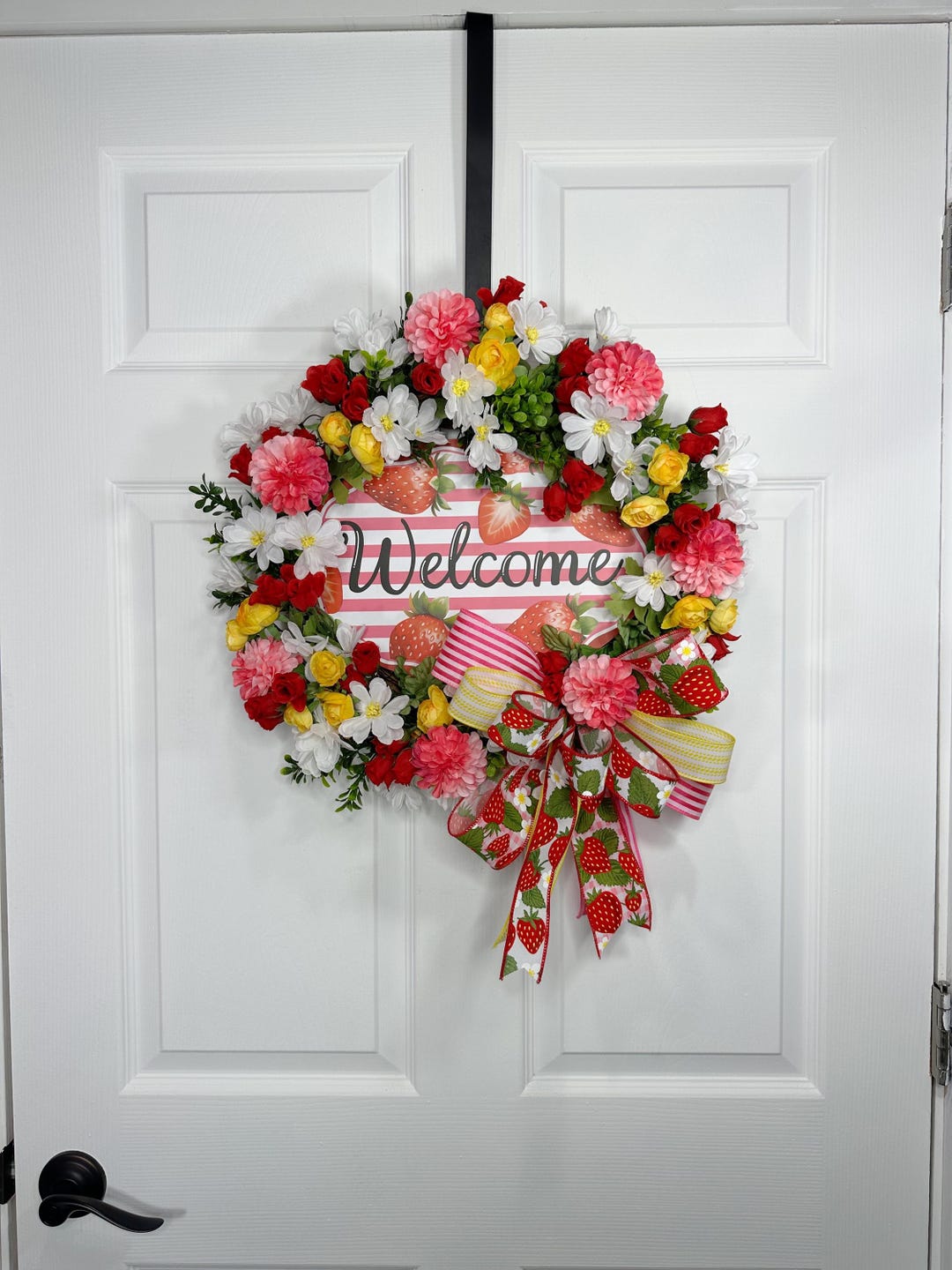 Strawberry Wreath for Front Door, Spring Decor, Pool Wreath, Summer ...
