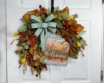 Fall wreath for front door, floral wreath for Fall, decorations, party, costume