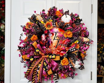 Happy Halloween Wreath, Halloween decor, Halloween Front Door Wreath, Decorations, Fall decor