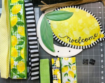 Lemon Welcome, Pancake Petite wreath kit, DIY wreath, Front door wreath KIT, 10 inch frame, wreath kit, Patriotic door, summer