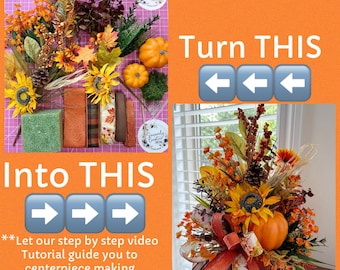 Fall DIY Arrangement Kit, sunflower Craft Supply Set, DIY centerpiece, table decor kit, sunflower, FALL72826