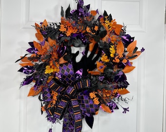 Halloween Wreath for front door, Halloween Wreath, Fun Wreath, Patio, party, gift, floral, decor, costume