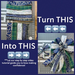 Blue Christmas bow kit, bow kit, tutorial included, holiday, DIY, handmade, bow, how to, BLUE726