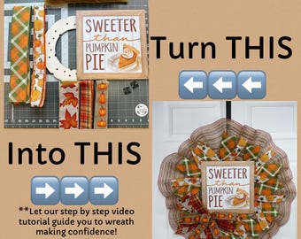 Fall wreath kit, Fall, DIY wreath, Front door wreath KIT, pancake petite design