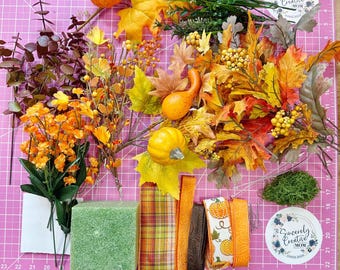 Fall DIY Arrangement Kit, sunflower Craft Supply Set, DIY centerpiece, table decor kit, pumpkin72826
