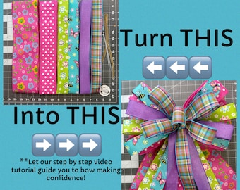 Summer bow kit, bow kit, tutorial included, bow maker bow, summer, DIY, handmade, bow, how to, FOUR261