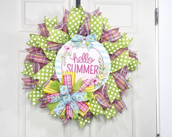 Summer Wreath for front door, Lemonade Wreath, Fun Wreath, Everyday Wreath, Patio, party, gift, bright