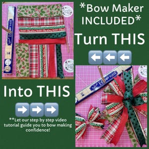 Bow Maker Included Holly Christmas bow kit, bow kit, tutorial included, holiday, DIY, handmade, bow, how to, MAKERHOLLY726