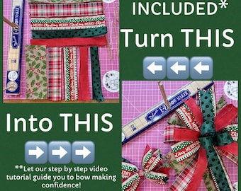 Bow Maker Included Holly Christmas bow kit, bow kit, tutorial included, holiday, DIY, handmade, bow, how to, MAKERHOLLY726